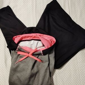 2pc Danskin Now Black, Gray And Pink Hoodie With Black Leggings
